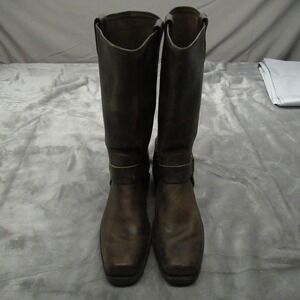 Frye Mens 9M Harness Boots 12R Brown Leather Moto Biker Riding VTG USA 77300